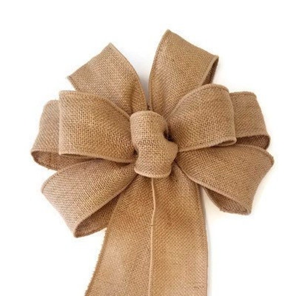 Large 10" Wired Natural Burlap Bows