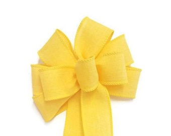 Small 5-6" Wired Bright Yellow Linen Bow