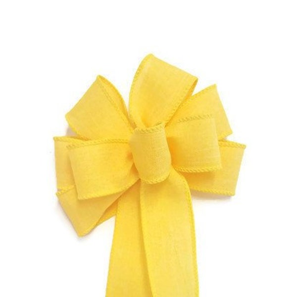 Small 5-6" Wired Bright Yellow Linen Bow