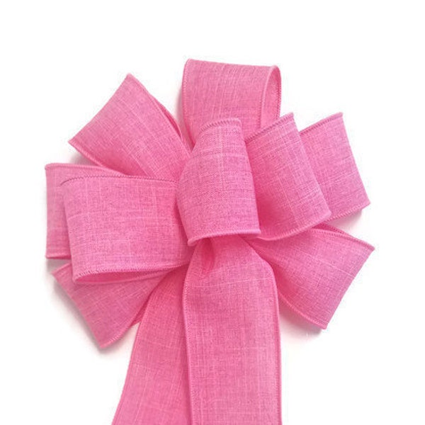 Handmade Wired Pink Linen Wreath Bow