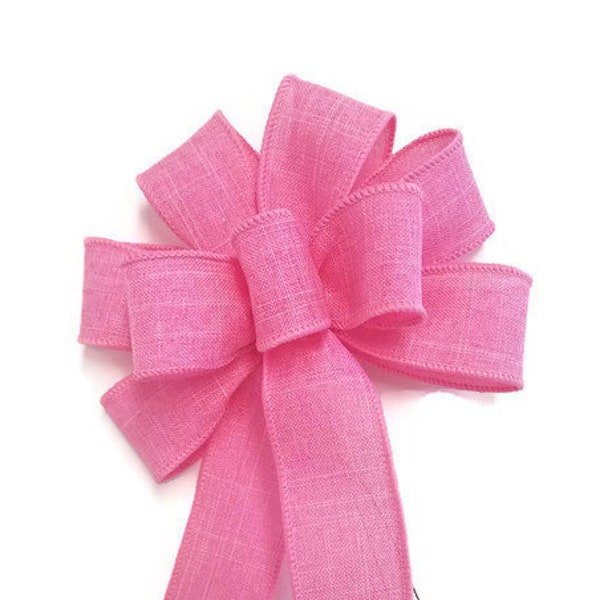 Small 5-6" Wired Medium Pink Linen Bow