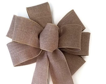 Natural Linen Wired Wreath Bow