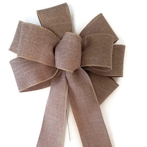 Natural Linen Bow - Handmade Bow - Wired Wreath Bow - Choose Size - Fall Bow - Autumn Bow - Country Bow - Farmhouse