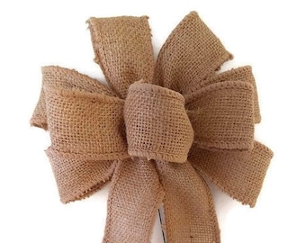 SMALL 6" Burlap Bow - Handmade Bow - Wired Wreath Bow - Autumn Bow - Fall Bow - Country Bow - Farmhouse Bow - Rustic Bow - Brown Bow