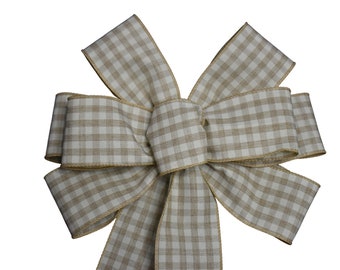 Natural Gingham Wreath Bow