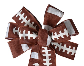 Football Laces Bow - Handmade Bow - Wired Wreath Bow - Sports Bow - Brown Bow - Fall Bow