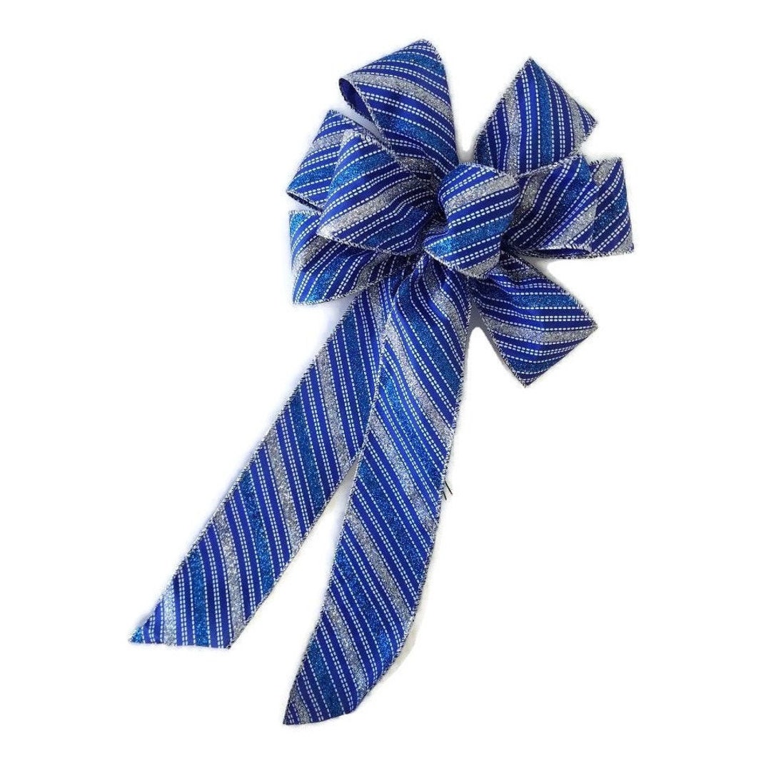 STRIPE BOW DETAILS LOUNGE SET - BLUE/WHITE
