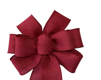 Small 5-6" Wired Burgundy Linen Bow