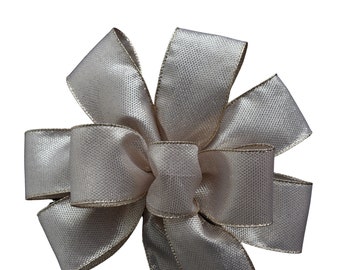 Metallic Gold Bow - handmade Bow - Soft Gold Bow - Wired Wreath Bow - Holiday Bow - Christmas Bow - Glitter - Sparkle - Decor - Choose Size