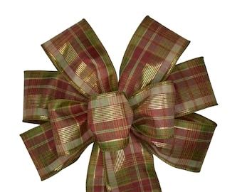 Metallic Fall Plaid Wired Wreath Bow