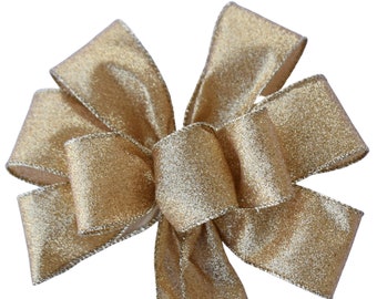 SMALL 6" Metallic Gold  Bow -  Handmade Bow - Wired Wreath Bow - Christmas Bow - Holiday - Mardi Gras - Home Decor
