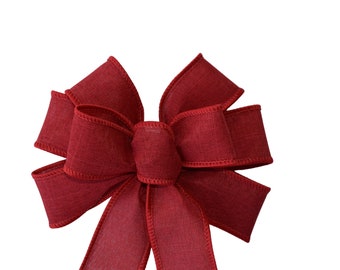 Small 5-6" Wired Red Linen Bow