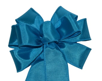 Small 5-6" Wired Turquoise Wreath Bow