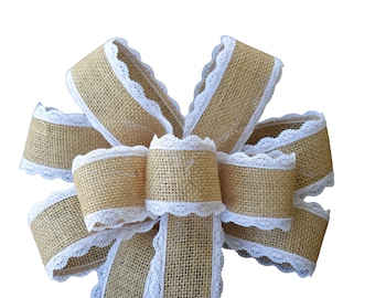 Burlap and Lace Wired Wreath Bow