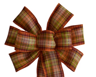 Fall Plaid Wired Wreath Bow