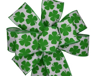 4 Leaf Clovers St. Patrick's Day Wired Wreath Bow