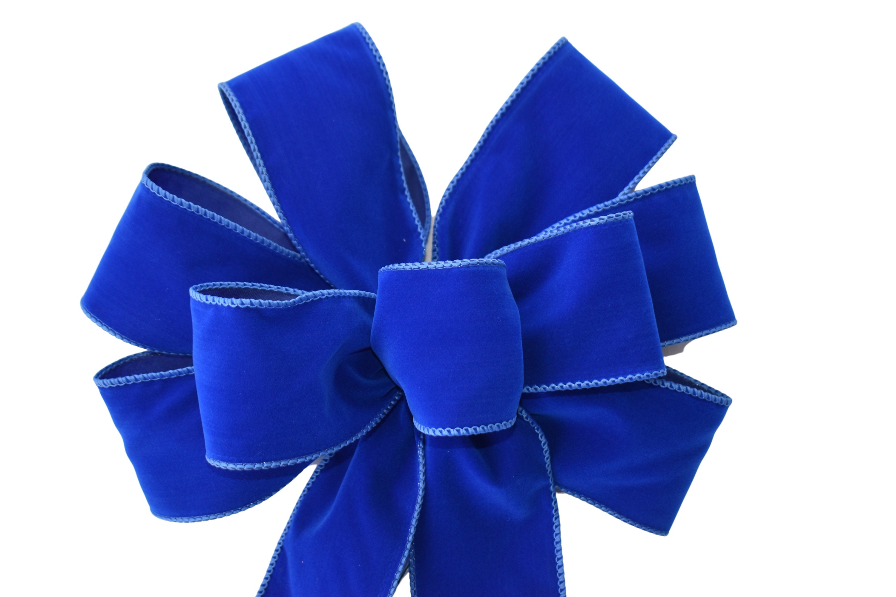 Hand tied Bows - Wired Indoor Outdoor Black Velvet Bow 8 Inch