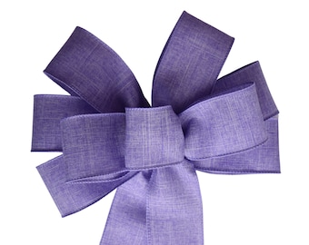 Lavender Linen Bow - Handmade Bow - Wired Wreath Bow - Spring Bow - Purple Bow - Easter Bow - Home Decor - Choose Size