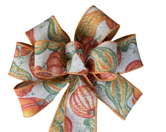 Small Wired 5-6" Gourd and Pumpkin Fall Wreath Bow