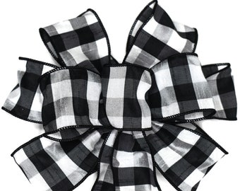 Wired Black and White Plaid Bow
