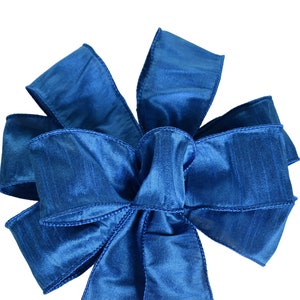Faux Silk Royal Blue Bow - Handmade Bow - Choose Size - Wired Wreath Bow - Advent Bow