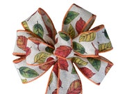 Small Wired 5-6 quot Leaf Fall Wreath Bow