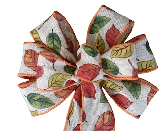 SMALL 6" Leaf Fall Bow - Handmade Bow - Wired Wreath Bow - Autumn Bow