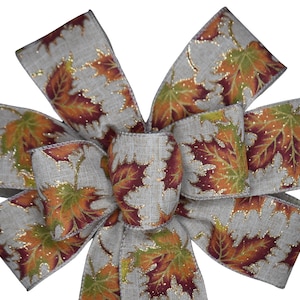 Herbst Blatt Schleife - Handgemachte Schleife - Kranzschleife mit Draht - Orange und Gelbe Herbst Schleife - Ahornblatt Schleife