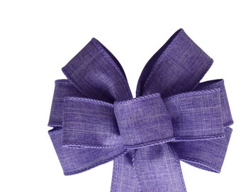 Small 5-6" Lavender Wired Linen Wreath Bow