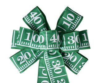 Football Yards Bow - Wired Wreath Bow - Handmade Ball - Fall Bow - Sports Bow - Green and White Bow - Choose Size