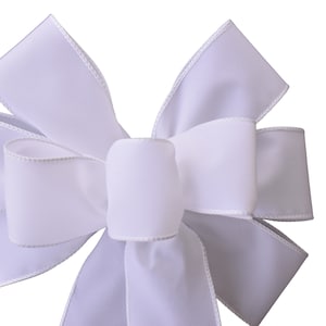 White Velvet Wired Christmas Wreath Bow - Handmade Bow - Outdoor Bow - Holiday Bow - Wedding Bow - Choose Size