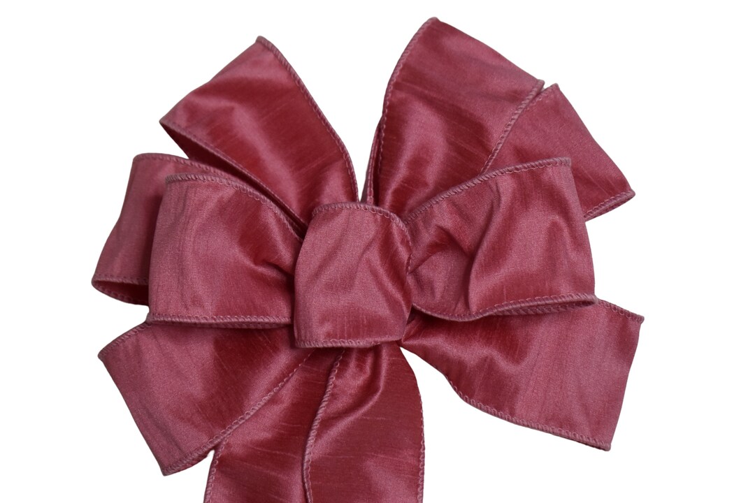 Faux Silk Rosepink Bow Wired Wreath Bow Handmade Bow Choose Size Etsy