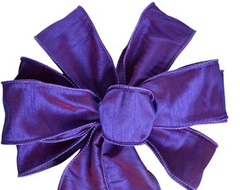 Purple Faux Silk Bow - Wired Wreath Bow - Handmade Bow - Choose Size - Advent Bow