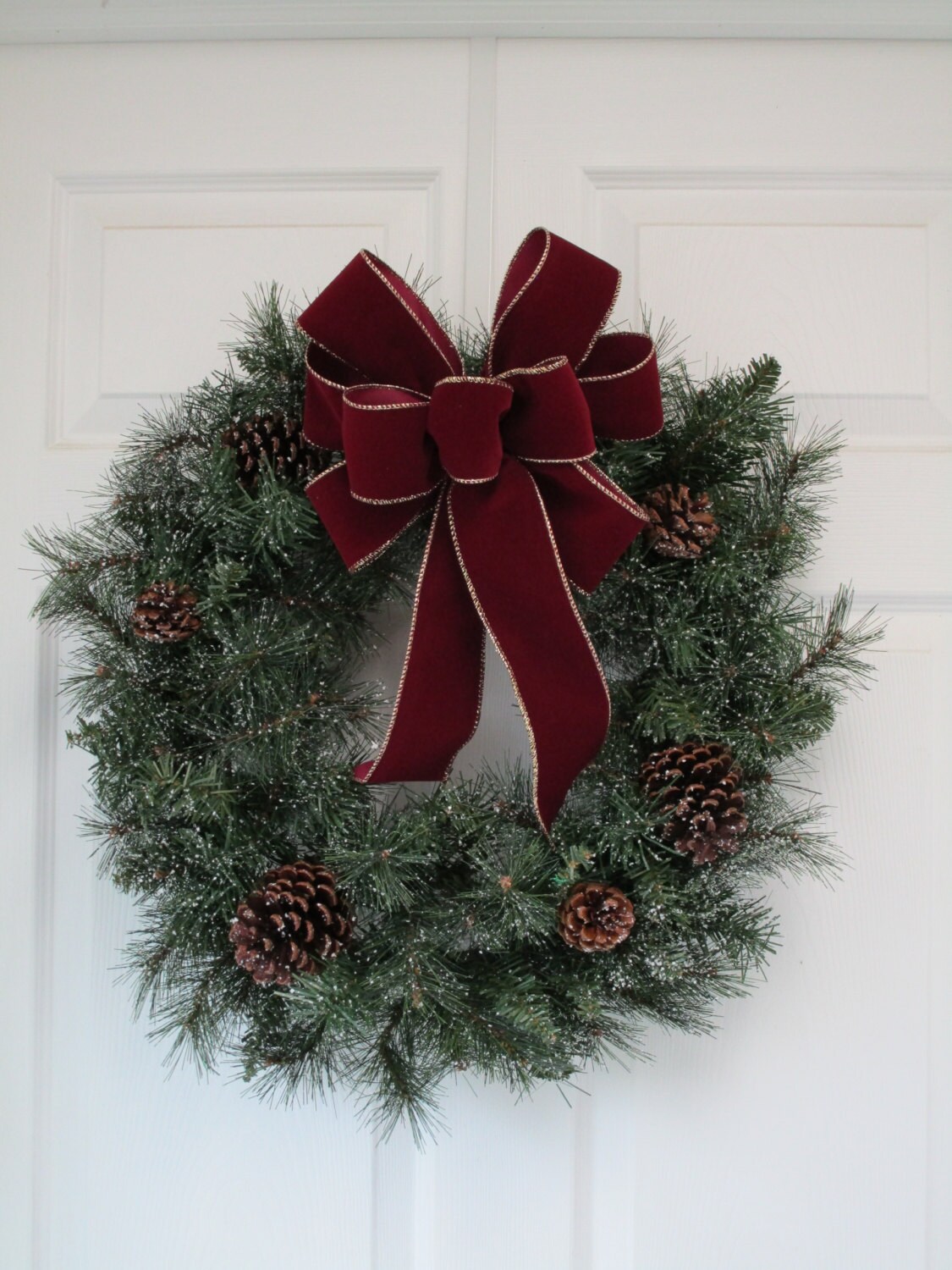 Wired Deep Burgundy Velvet With Gold Edge Christmas Bow | Etsy