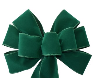 Bright Green Velvet Wired Wreath Bow - Holiday Bow - Christmas Bow - Outdoor Bow