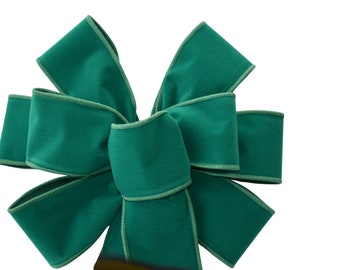 Emerald Green Velvet Wired Wreath Bow - Holiday Bow - Christmas Bow - Outdoor Bow