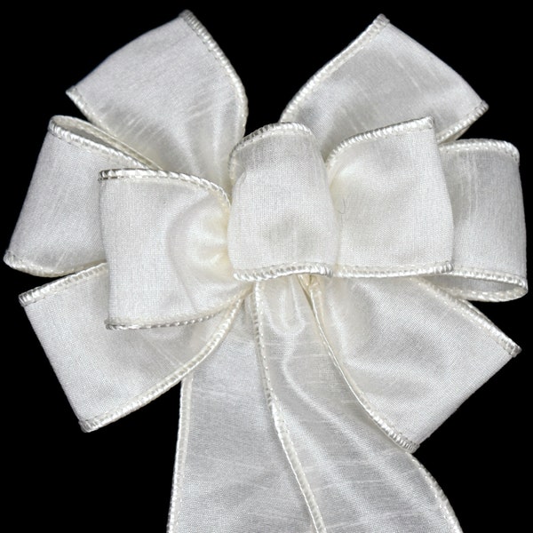 Small 5-6" Wired Ivory Faux Silk Wreath Bow