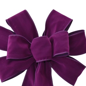 Purple Velvet Wired Wreath Bow - Handmade Bow - Outdoor Bow - Christmas Bow - Holiday Bow