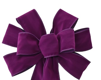 Purple Velvet Wired Wreath Bow - Outdoor Bow - Christmas Bow - Holiday Bow
