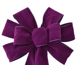 Purple Velvet Wired Wreath Bow - Handmade Bow - Outdoor Bow - Christmas Bow - Holiday Bow