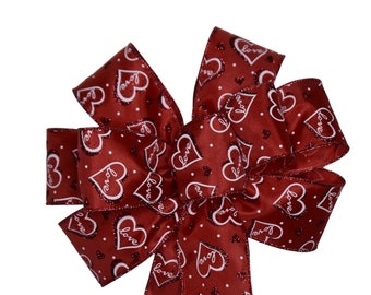 Wired White Hearts on Red Valentine's Day Bow