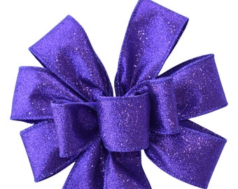 SMALL 5-6" Wired Metallic Purple Bow - Christmas Holiday Mardi Gras