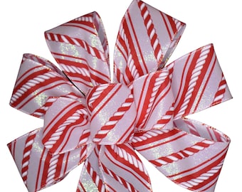 Candy Cane Stripe Wired Holiday Bow