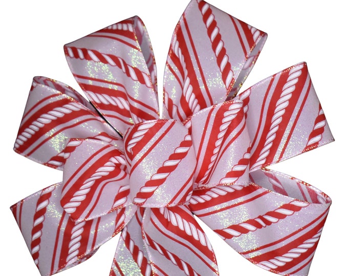 Large Bow for Christmas Tree, Christmas Tree Topper, Candy Cane Bow