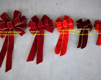 Velvet Wreath Bow - Choose Color and Size- Handmade Bow - Holiday Bow - Christmas Bow - Outdoor Bow