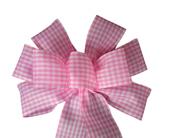 Wired Pink Great Gingham Wreath Bow