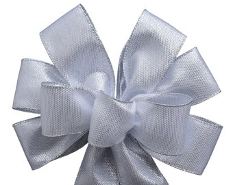 Metallic Silver Wired Christmas Wreath Bow - Holiday - Hanukkah -