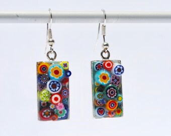 Colourful Earrings, Flower Dangle Earrings, Statement Jewellery,Gift Box included