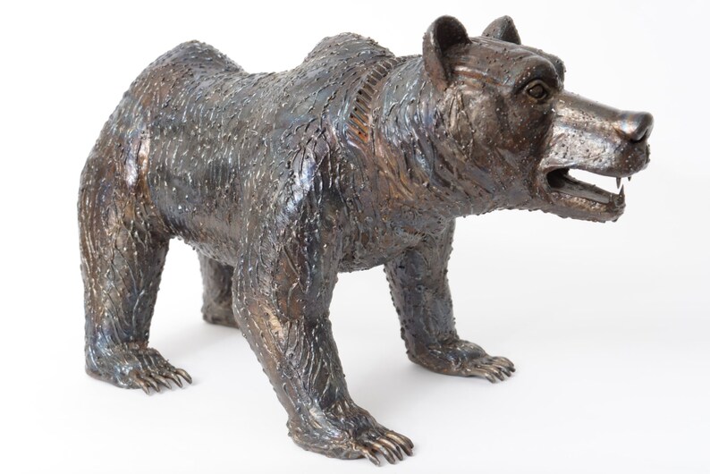 Recycled Metal Bear Sculpture Walking Etsy