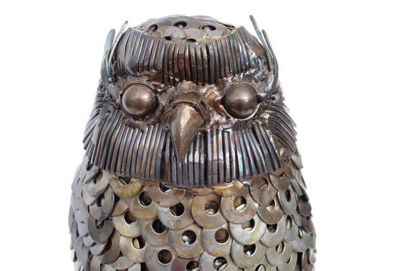 Recycled Metal Barn Owl Sculpture Made Primarily of Washers Etsy